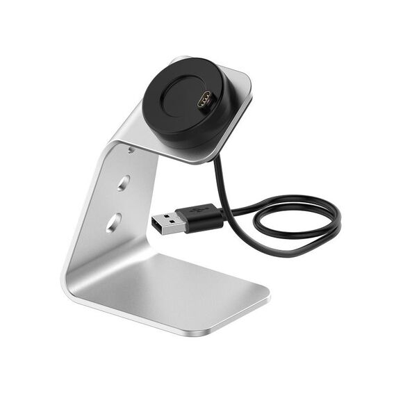 Per Venu3 / Venu3S / Vivoactive 5 Supporto per caricabatterie portatile in metallo con funzione dati, interfaccia destra (Argento)