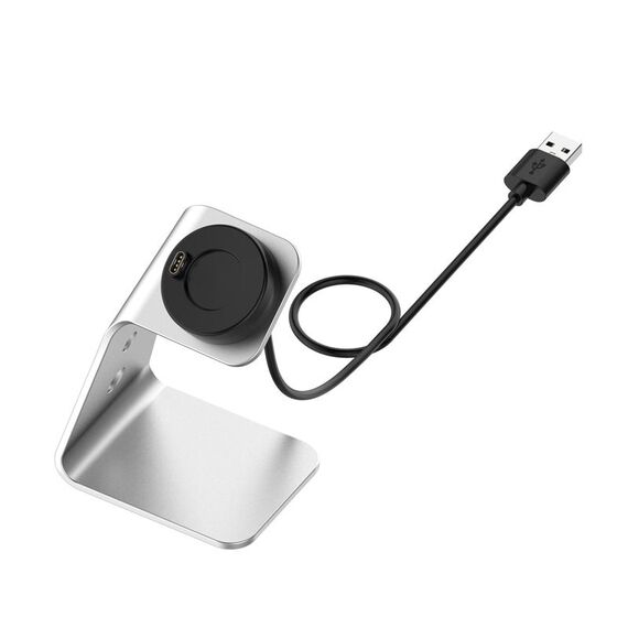 Per Venu3 / Venu3S / Vivoactive 5 Supporto per caricabatterie portatile in metallo con funzione dati, interfaccia sinistra (argento)