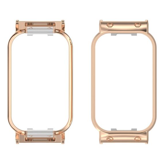 Custodia protettiva per orologio con struttura in metallo Xiaomi Smart Band 8 Active / Redmi Band 2 (oro rosa)