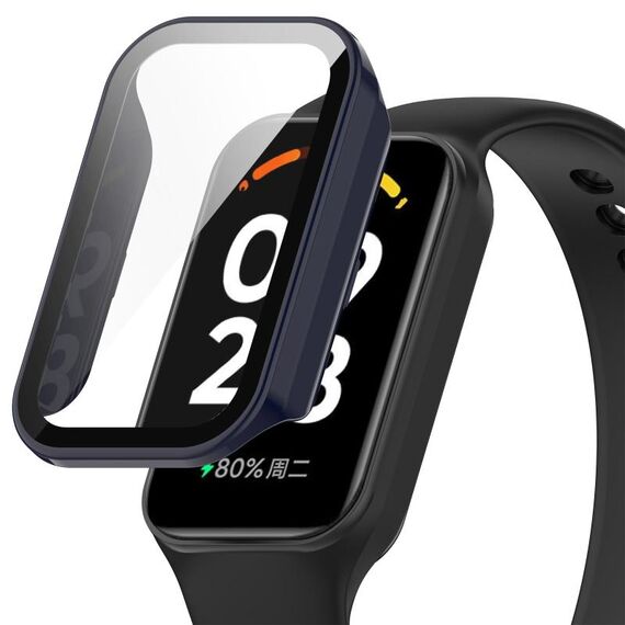 Per Xiaomi Smart Band 8 Active / Redmi Band 2 PC + custodia protettiva per orologio integrata con pellicola temperata (blu inchiostro)