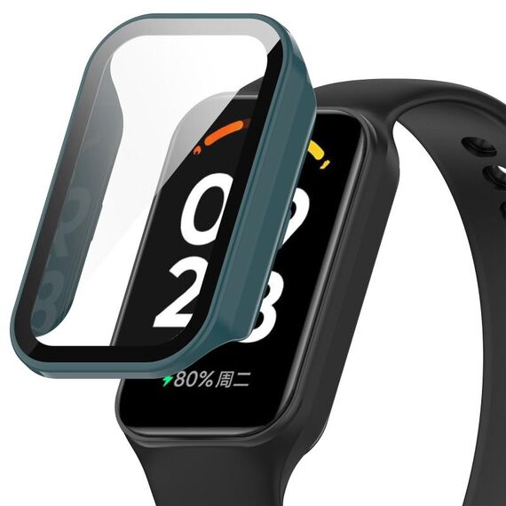 Per Xiaomi Smart Band 8 Active / Redmi Band 2 PC + Custodia protettiva per orologio integrata con pellicola temperata (verde pino)