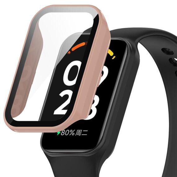 Per Xiaomi Smart Band 8 Active / Redmi Band 2 PC + Custodia protettiva per orologio integrata con pellicola temperata (rosa)