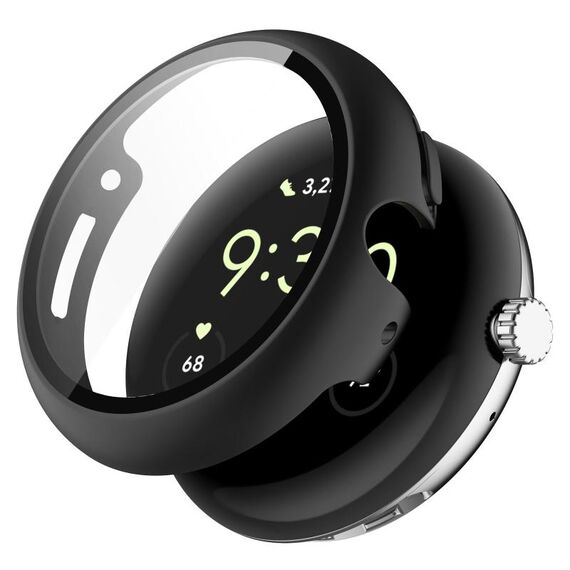 Per Google Pixel Watch 2 PC + custodia protettiva per orologio integrata con pellicola temperata (nera)