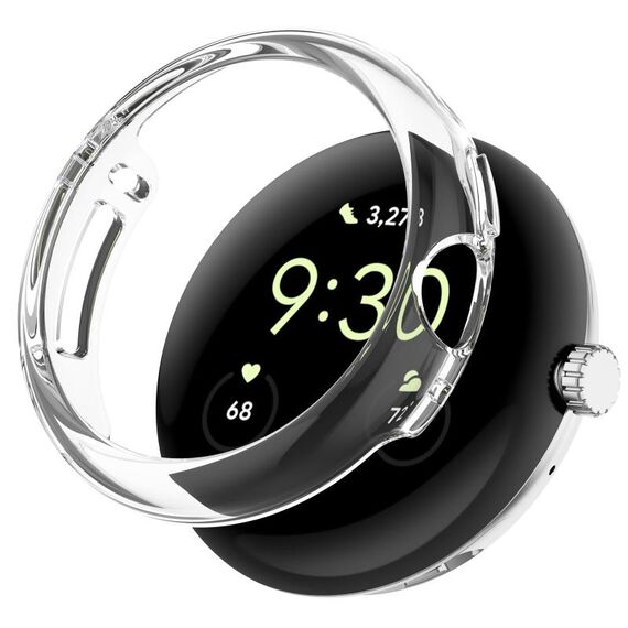 Per Google Pixel Watch 2 Custodia protettiva per orologio PC vuota in confezione mezza (bianco trasparente)