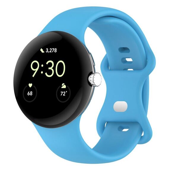 Per cinturino in silicone tinta unita per Google Pixel Watch 2, taglia: taglia S (blu cielo)