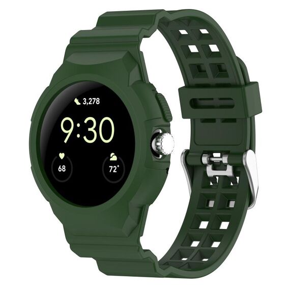 Per Google Pixel Watch 2 cinturino in silicone integrato completamente chiuso (verde militare)