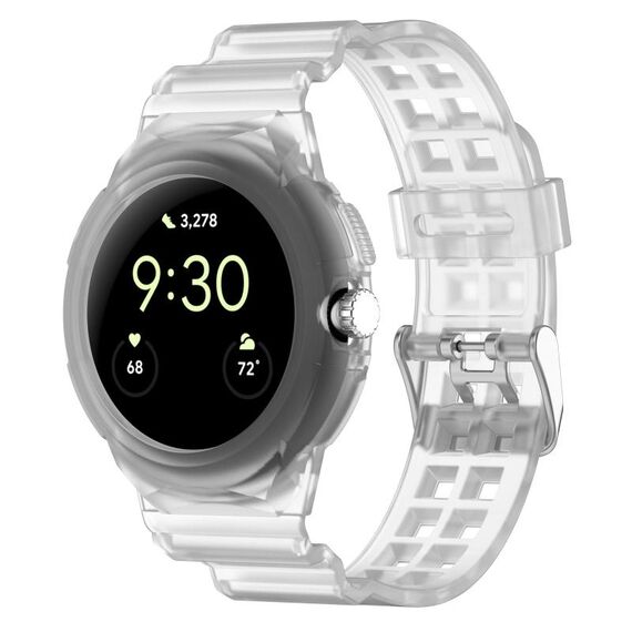 Per Google Pixel Watch 2 cinturino in silicone integrato completamente chiuso (trasparente)