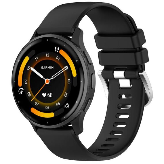 Per cinturino in silicone con fibbia argento lucido liquido Garmin Venu 3 (nero)