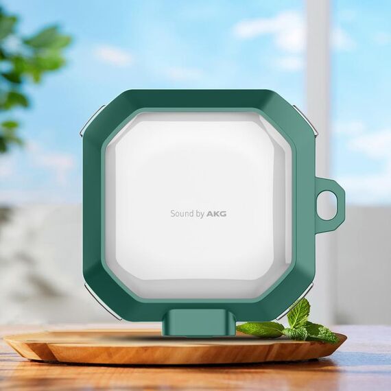 Per Samsung Buds Live / Buds2 / Pro / 2Pro Custodia protettiva per auricolari wireless trasparente in TPU + PC con interruttore (verde)