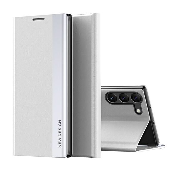 Custodia per telefono in pelle ad adsorbimento elettrolitico laterale per Samsung Galaxy S24+ 5G (bianca)