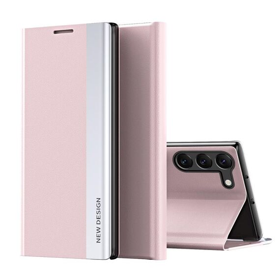 Custodia per telefono in pelle ad adsorbimento elettrolitico laterale per Samsung Galaxy S24+ 5G (rosa)