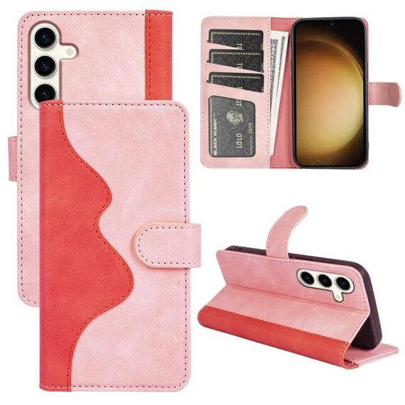 Custodia per cellulare in pelle con chiusura orizzontale con cuciture per Samsung Galaxy S24+ 5G (rossa)