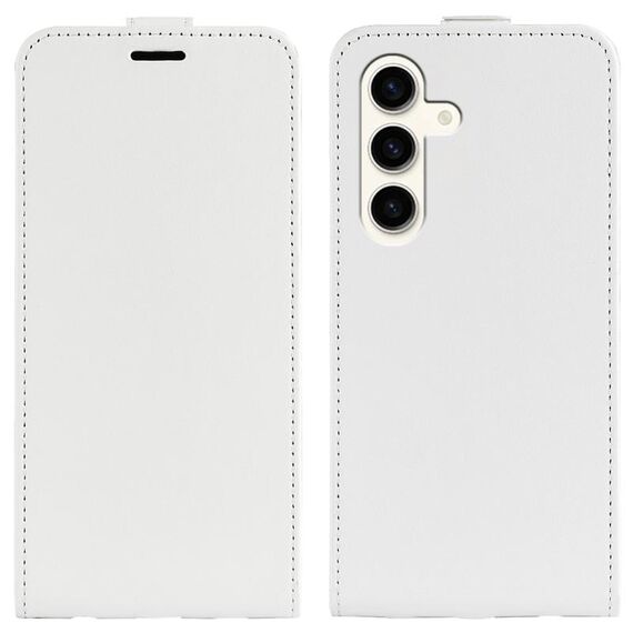 Custodia per telefono in pelle con vibrazione verticale texture Samsung Galaxy S24 5G R64 (bianca)
