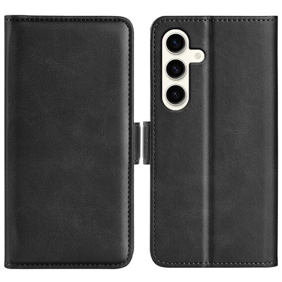 Per Samsung Galaxy S24+ 5G Custodia per telefono in pelle con chiusura orizzontale con fibbia magnetica bifacciale (nera)