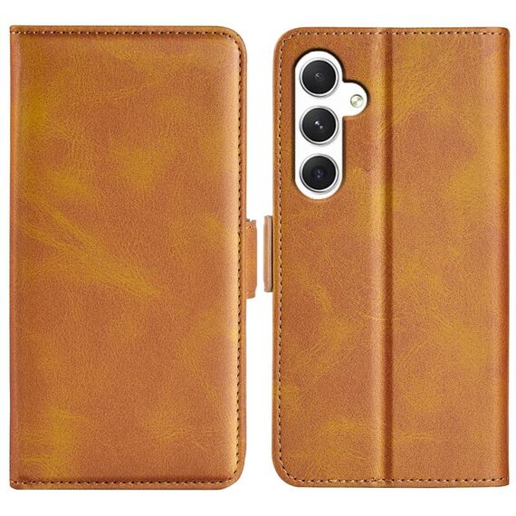 Per Samsung Galaxy S24+ 5G Custodia per telefono in pelle con chiusura orizzontale con fibbia magnetica bifacciale (Giallo)