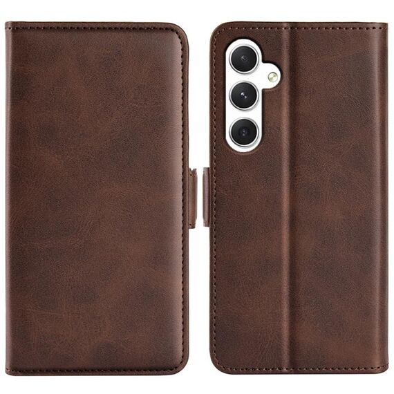 Per Samsung Galaxy S24+ 5G Custodia per cellulare in pelle con chiusura orizzontale con fibbia magnetica bifacciale (marrone)