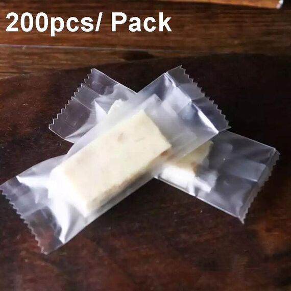 200 pezzi/pacco 4x9,5 cm sacchetto per imballaggio di torrone glassato traslucido sigillato a macchina