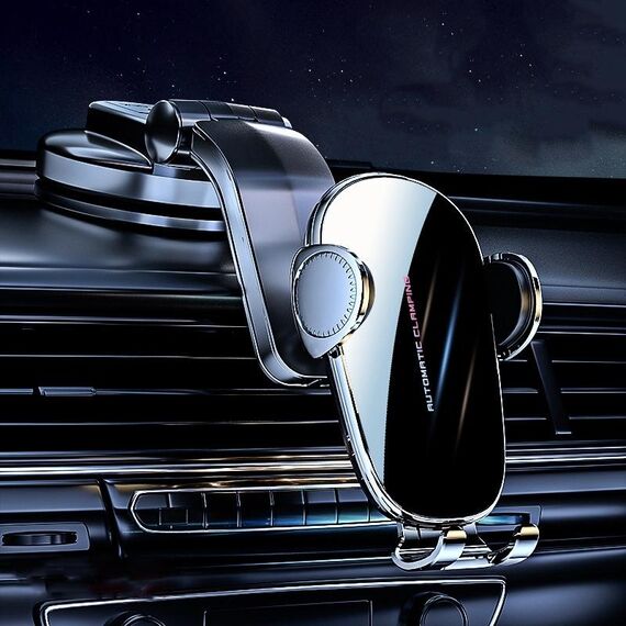 Supporto da auto per auto con presa d'aria a ricarica rapida wireless con bloccaggio meccanico D6, stile: versione a ventosa potente