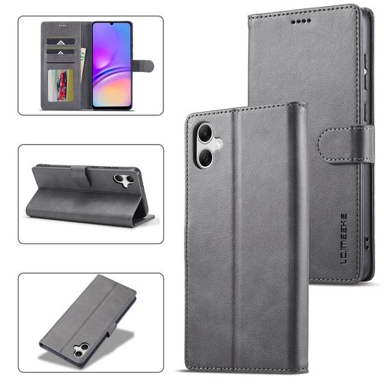 Per Samsung Galaxy A05 LC.IMEEKE Custodia in pelle di vitello con texture (grigio)