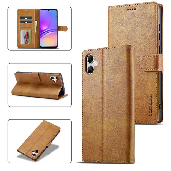 Per Samsung Galaxy A05 LC.IMEEKE Custodia per telefono in pelle con texture di vitello (marrone)