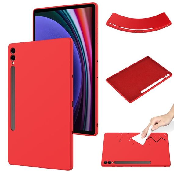 Per Samsung Galaxy Tab S9 FE+ / S9+ Custodia tablet antiurto in silicone liquido di colore puro (rosso)