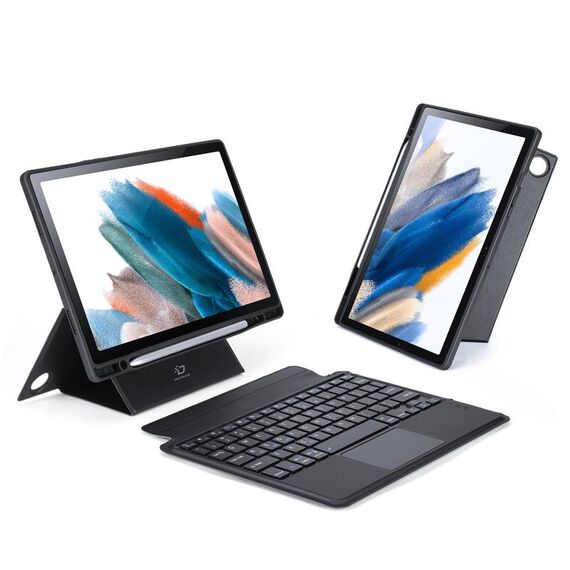 Custodia per tablet in pelle con tastiera magnetica galleggiante per Samsung Galaxy Tab A8 2021 10.5 DUX DUCIS DK con supporto (nero)