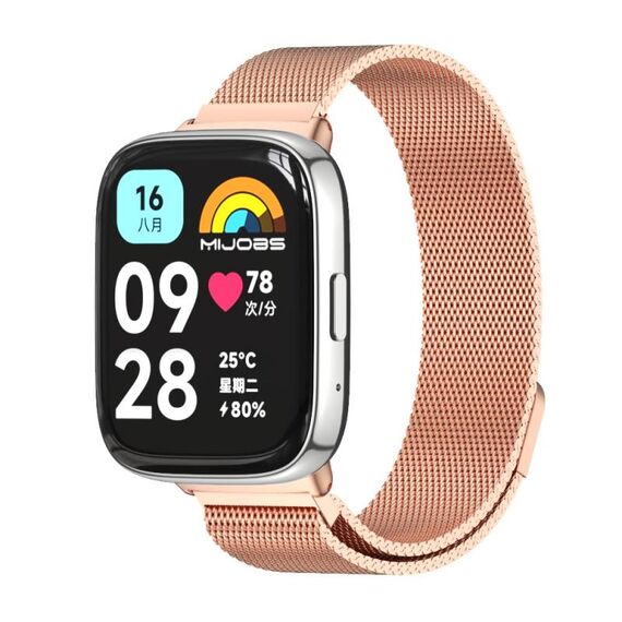 Per Redmi Watch 3 Lite / Watch 3 Active Mijobs Milan cinturino magnetico in metallo (oro rosa)