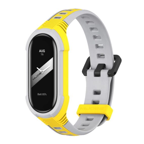 Per Xiaomi Mi Band 8 MIJOBS Unibody cinturino in silicone bicolore (giallo grigio)