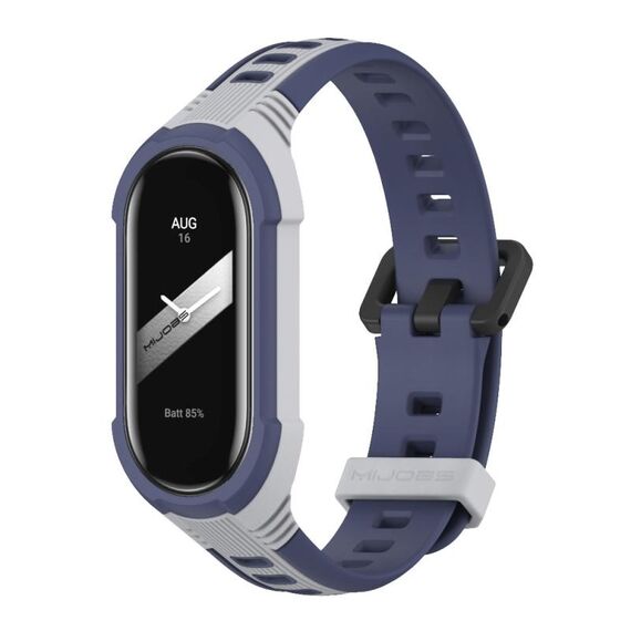 Per Xiaomi Mi Band 8 MIJOBS Unibody cinturino in silicone bicolore (grigio blu notte)