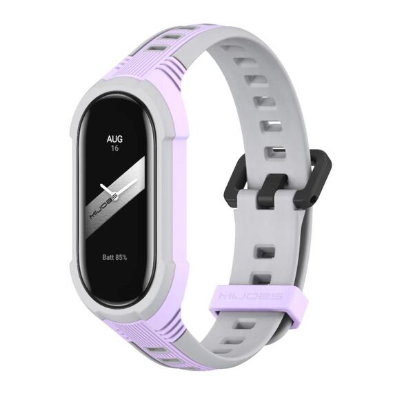 Per Xiaomi Mi Band 8 MIJOBS Unibody cinturino in silicone bicolore (grigio viola)