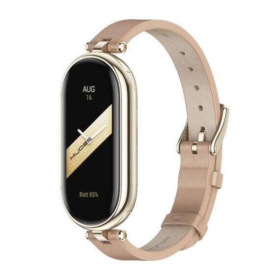 Per Xiaomi Mi Band 8 Mijobs cinturino in pelle di vacchetta primo strato (oro chiaro albicocca)