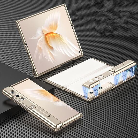 Per Honor V Purse GKK Custodia per telefono pieghevole magnetica integrata in metallo a copertura totale (oro)