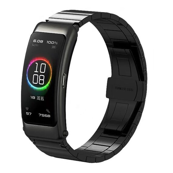 Per Huawei Band 7/3 / Watch Fit Mini One Bead Butterfly Buckle Cinturino in acciaio inossidabile (nero)