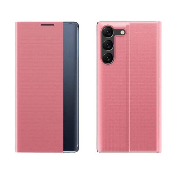 Per Samsung Galaxy S24+ 5G Custodia ad adsorbimento per telefono in pelle e tessuto tinta unita (rosa)