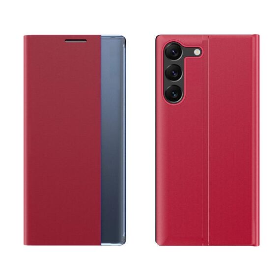 Per Samsung Galaxy S24+ 5G Supporto ad adsorbimento Custodia per telefono in pelle e tessuto tinta unita(Rosso)