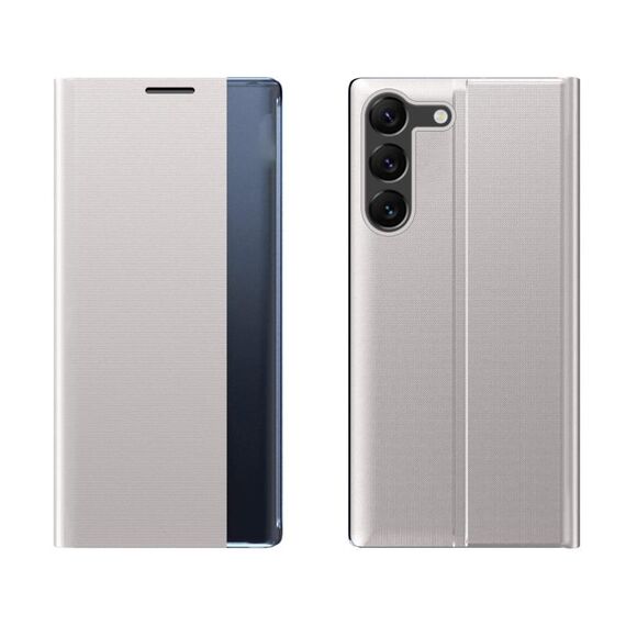 Per Samsung Galaxy S24+ 5G Supporto ad adsorbimento Custodia per telefono in pelle e tessuto tinta unita (grigio)