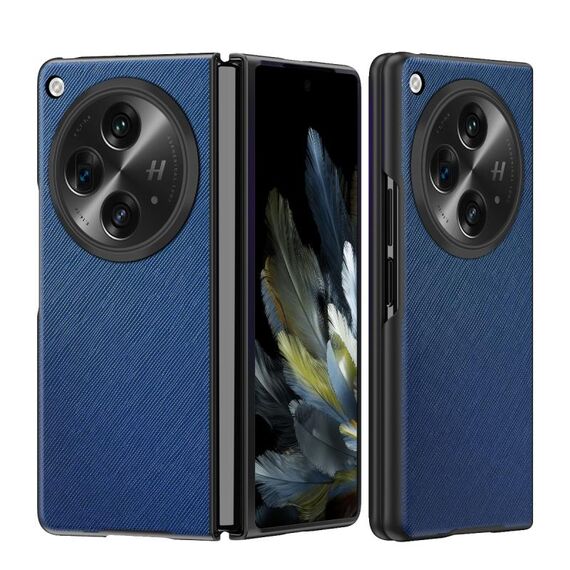 Per OPPO Find N3 Custodia per telefono antiurto all-inclusive in pelle a grana incrociata (blu)
