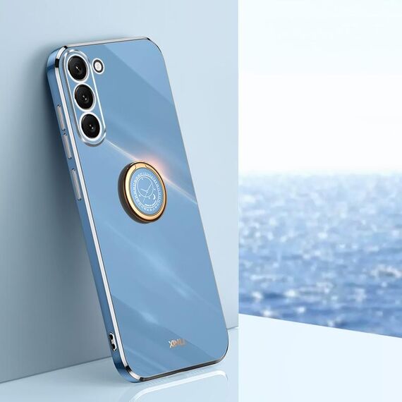 Per Samsung Galaxy S24+ 5G XINLI Straight Edge 6D Custodia per telefono in TPU elettrolitico con supporto ad anello (blu celeste)