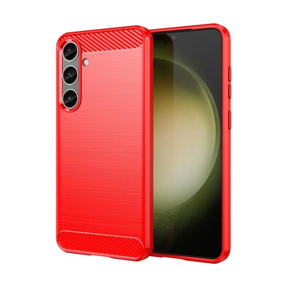 Custodia per telefono TPU in fibra di carbonio con texture spazzolata per Samsung Galaxy S24+ 5G (rossa)