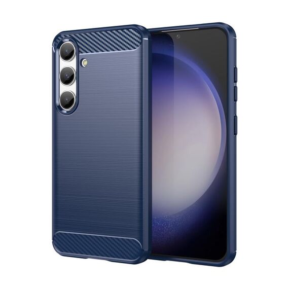 Custodia per telefono TPU in fibra di carbonio con texture spazzolata per Samsung Galaxy S24 5G (blu)