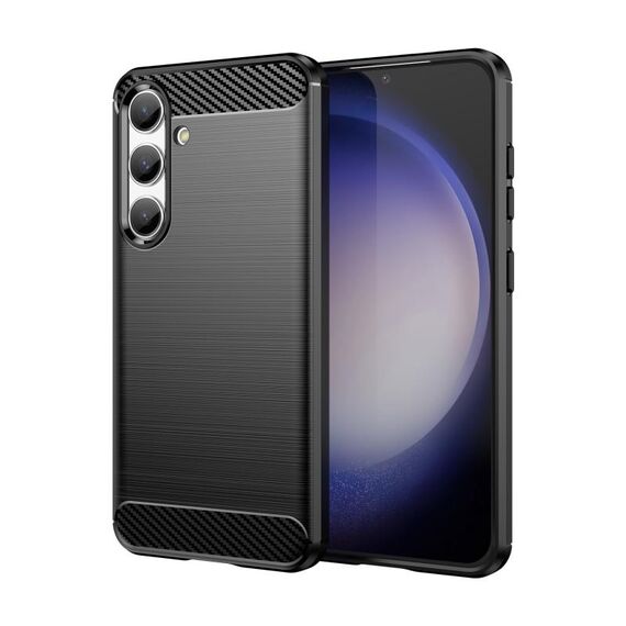 Custodia per telefono TPU in fibra di carbonio con texture spazzolata per Samsung Galaxy S24 5G (nera)