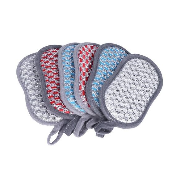 Panno per pulizia multifunzionale in spugna assorbente per piatti da cucina su entrambi i lati, stile: 6 pezzi / set