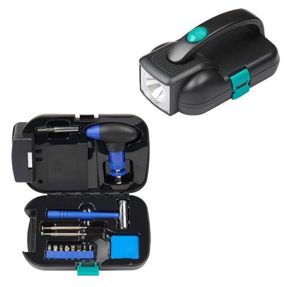 Kit di strumenti per torcia 14 in 1 Set di utilità hardware per illuminazione (nero blu)