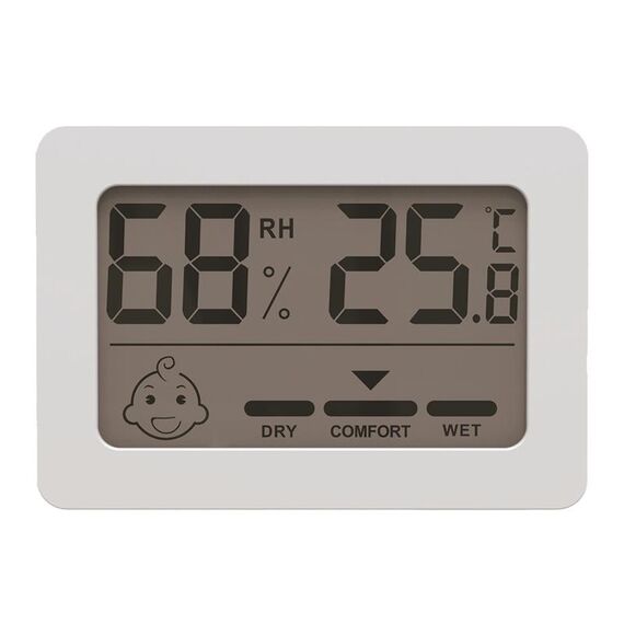 Mini misuratore elettronico di temperatura e umidità per interni domestici con supporto (bianco)