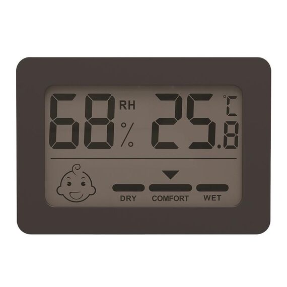 Mini misuratore elettronico di temperatura e umidità per interni domestici con supporto (nero)