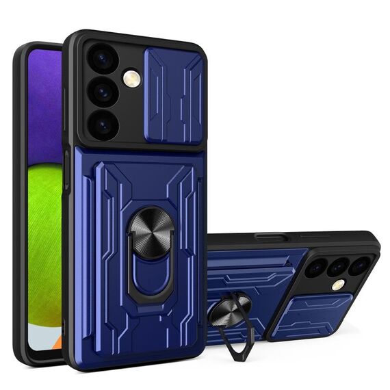 Per Samsung Galaxy S24 5G Custodia scorrevole Camshield TPU+PC con slot per schede (blu)