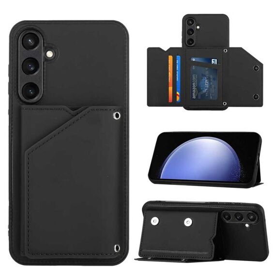 Per Samsung Galaxy S23 FE 5G Skin Feel PU + TPU + Custodia per telefono con slot per schede PC (Nero)