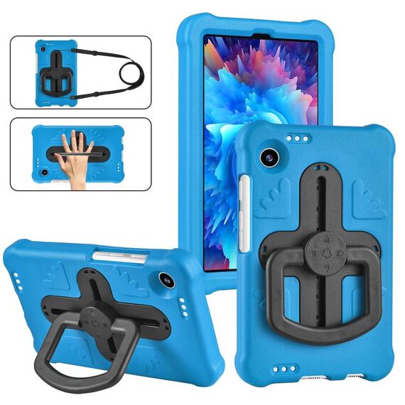 Per Samsung Galaxy Tab A9 Shield 360 Maniglia di rotazione EVA Custodia antiurto per tablet PC (blu nero)