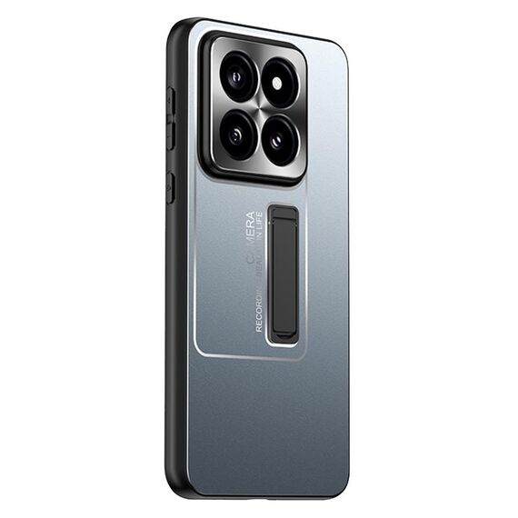 Per Xiaomi 14 Pro Custodia per telefono con supporto in TPU ibrido in metallo satinato (blu)