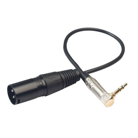 Cavo audio stereo TRS maschio a XLR maschio a 3 pin da 0,3 m, 90 gradi, 3,5 mm (nero)